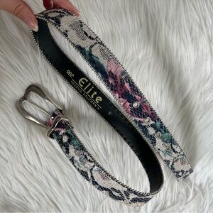 Vintage Elite Fresno California Colorful Floral Belt Size Medium 80s
